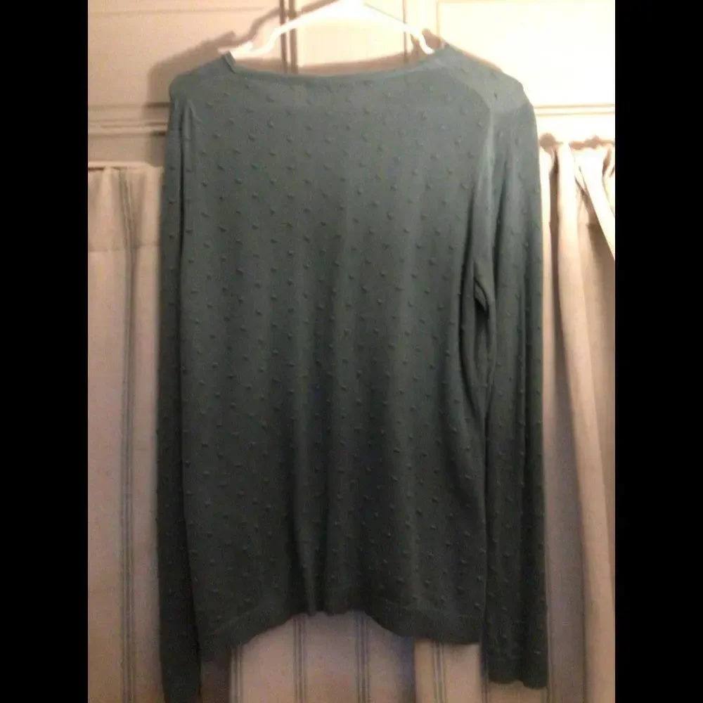 Coldwater Creek Green Swiss Dot Lightweight  Cardigan Size M - Picture 6 of 8